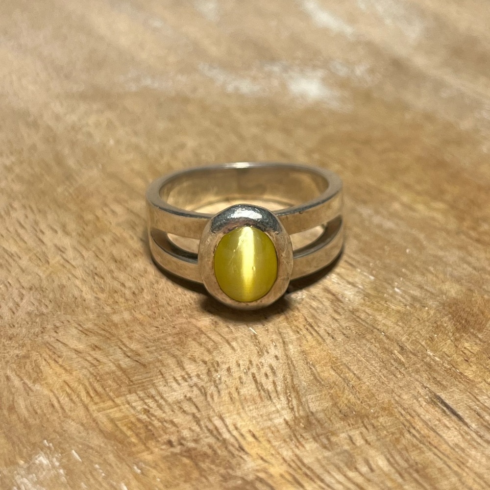 Yellow Stone 925 Sterling Silver Ring